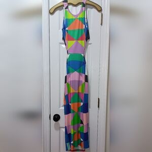 Mara Hoffman Blue Pink Diamond Color Block Dress S